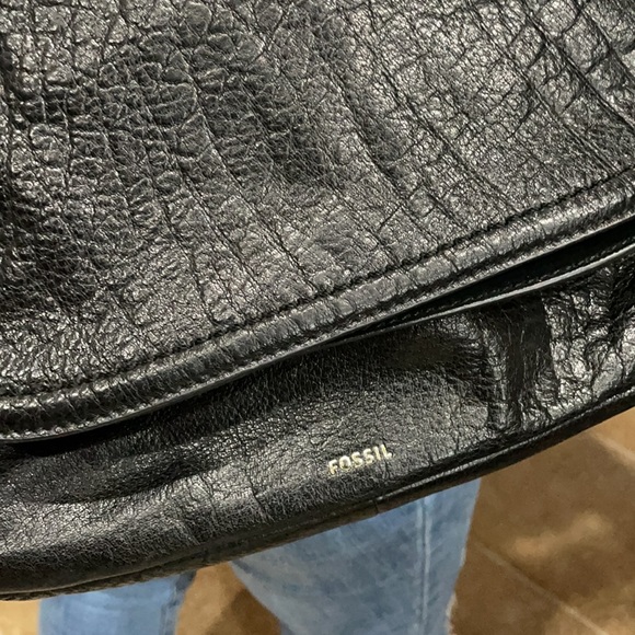 Fossil CrossBody Bag Black Leather - Picture 2 of 6